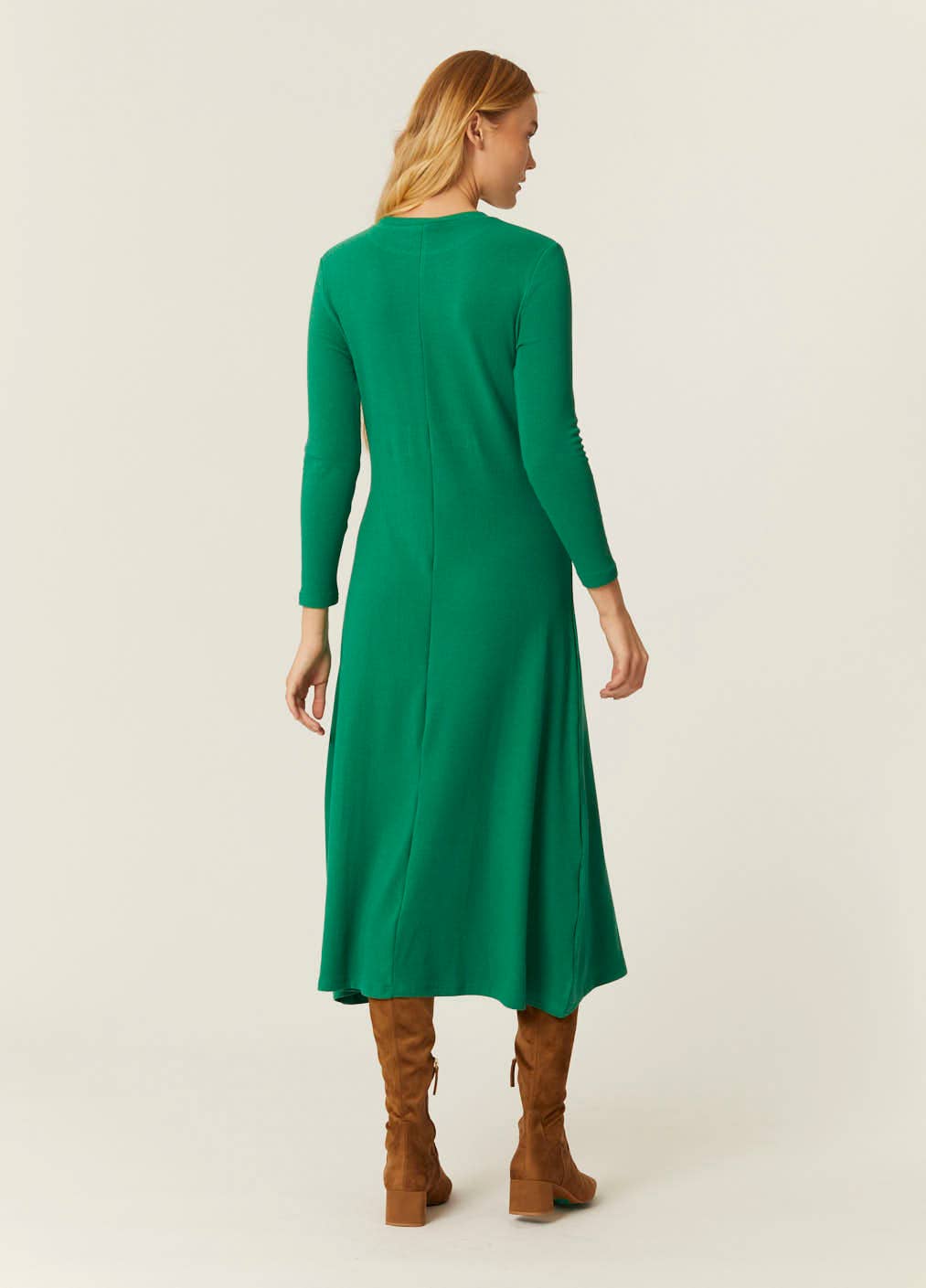 Robe en maille côtelée verte