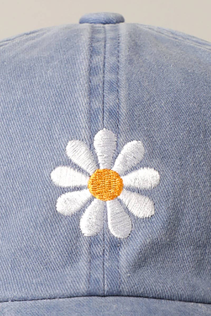 Casquette brodée Daisy bleu