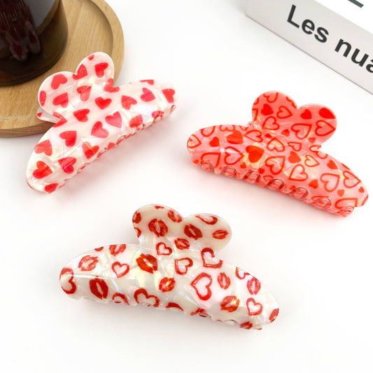 Pince à cheveux rétro cœur