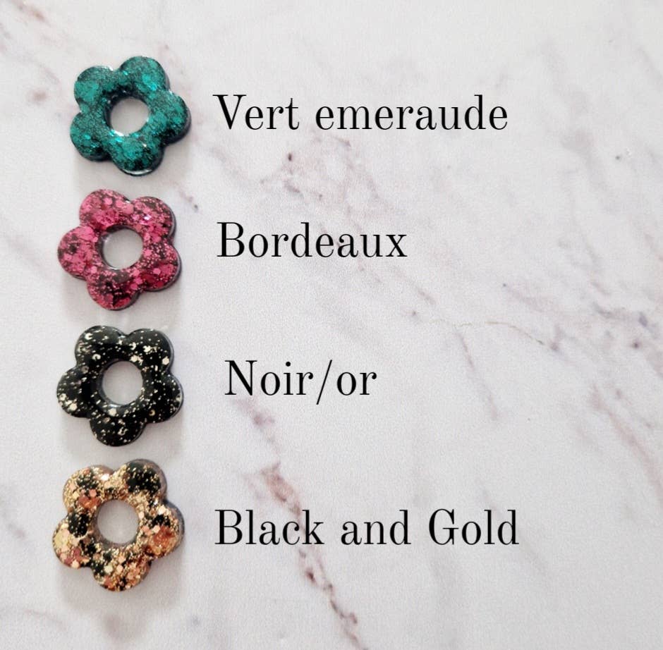 Boucles d'oreilles Flower (couleur au choix): Vert emeraude / Classique