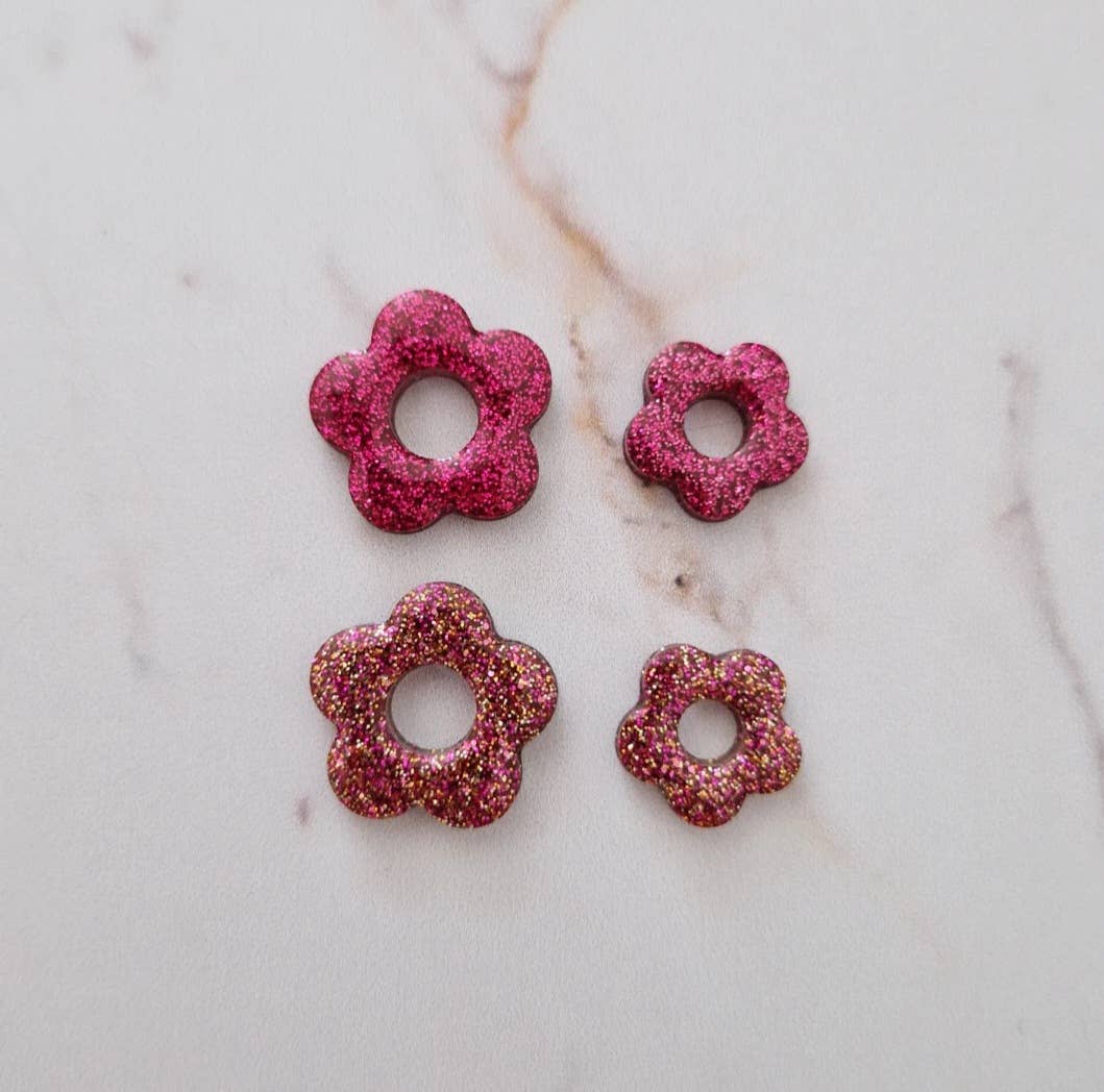 Boucles d'oreilles Flower (couleur au choix): Fuchsia / Classique