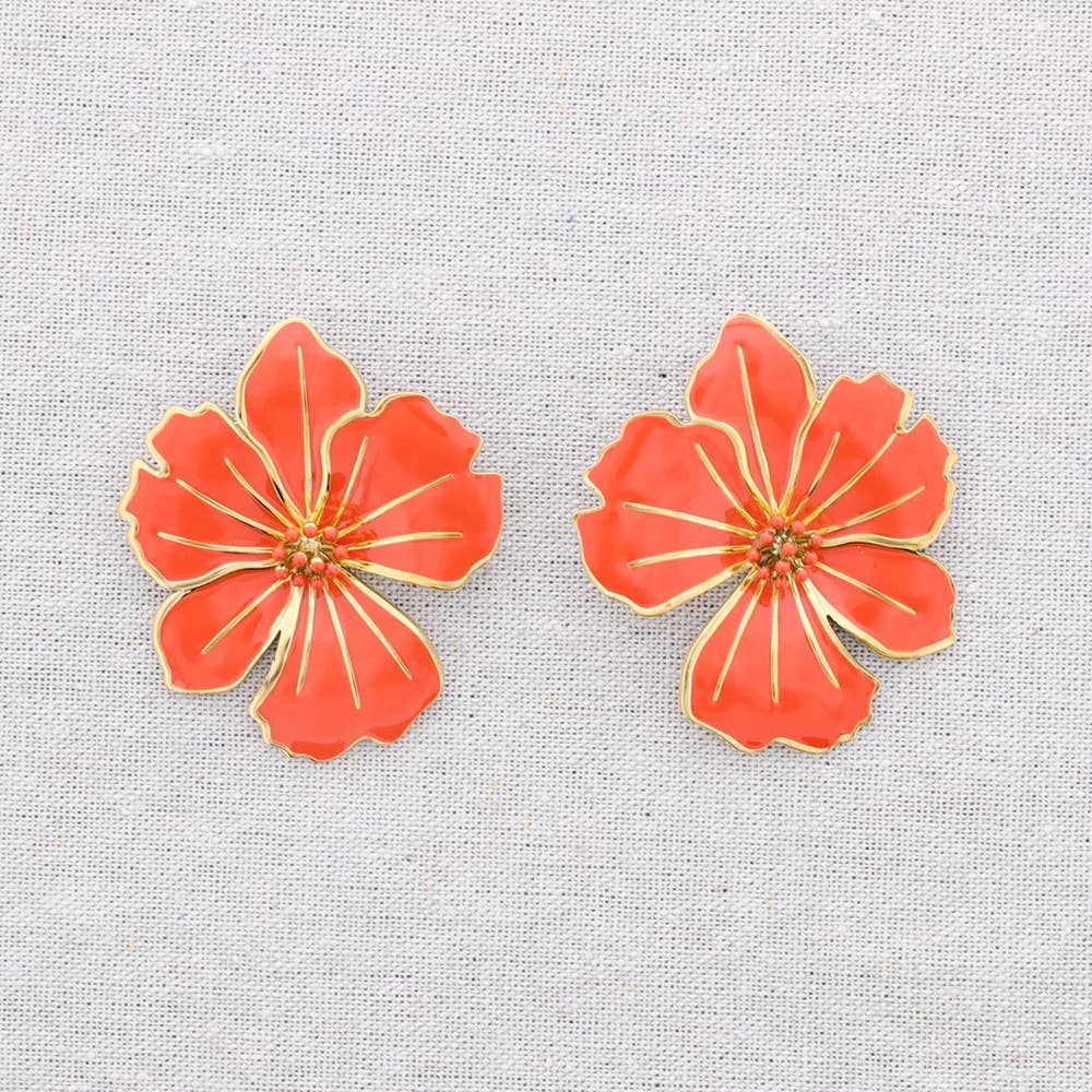 Boucles d'oreilles fleur en émail: Bougainvillée