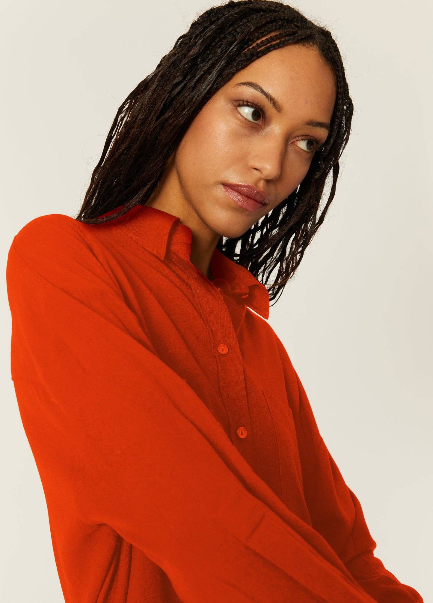 CHEMISE OVERSIZE ECOVERO ROUGE: L