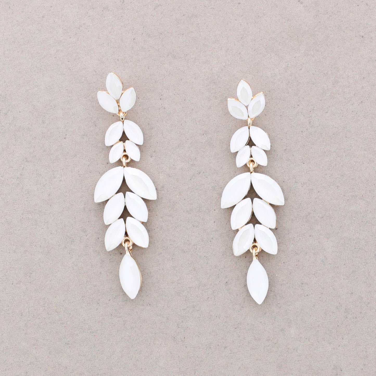 Boucles d'oreilles Feuille pendantes Blanc