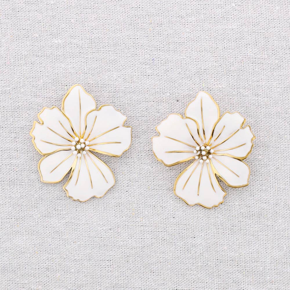 Boucles d'oreilles fleur en émail: Bougainvillée