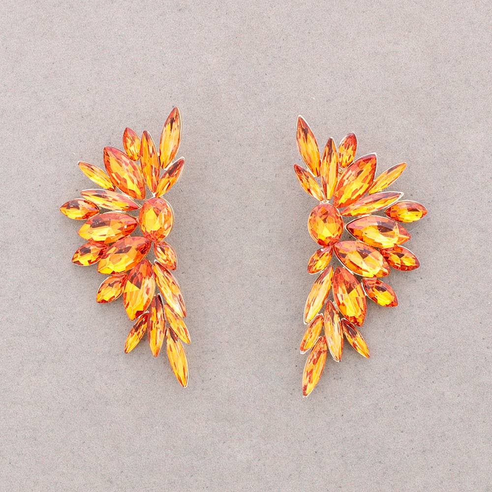 Boucles d'oreilles aile en cristal: Gris