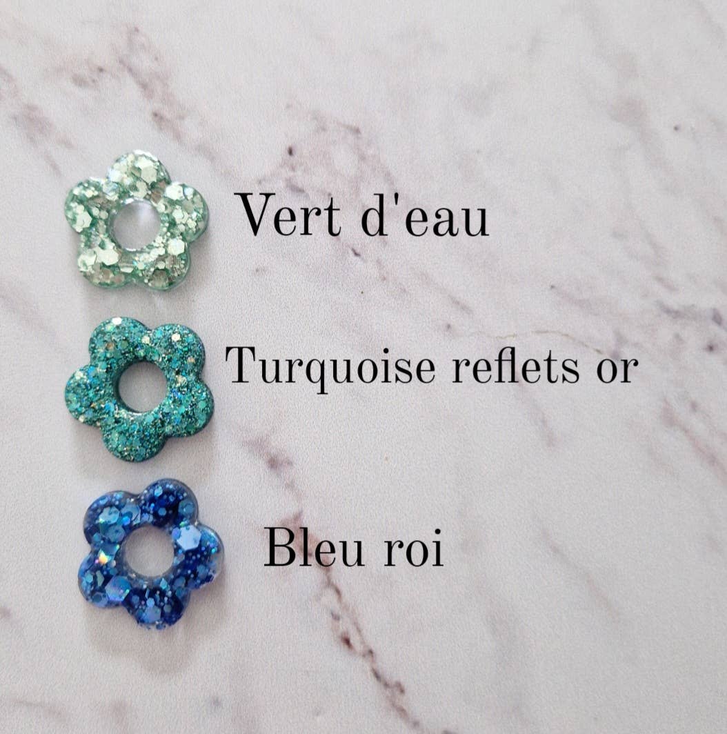 Boucles d'oreilles Flower (Couleur au choix): Bleu roi / Classique