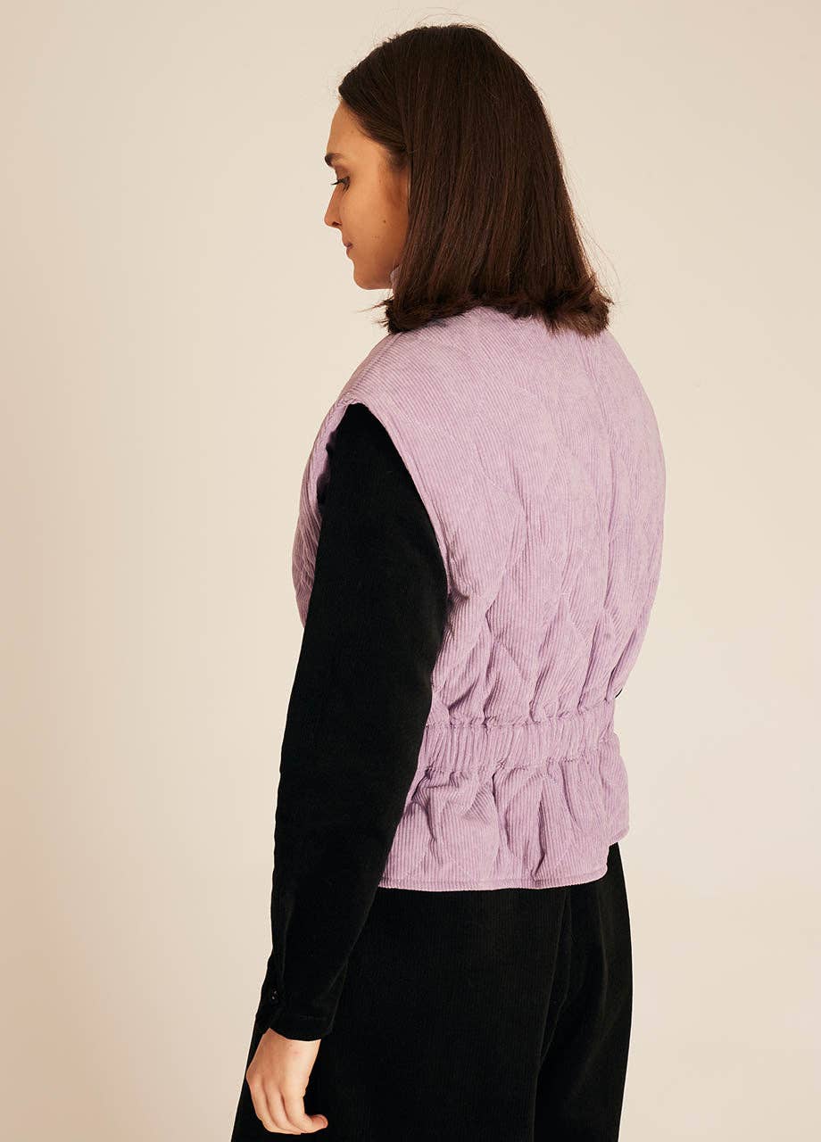 GILET EN VELOURS CÔTELÉ LILAS