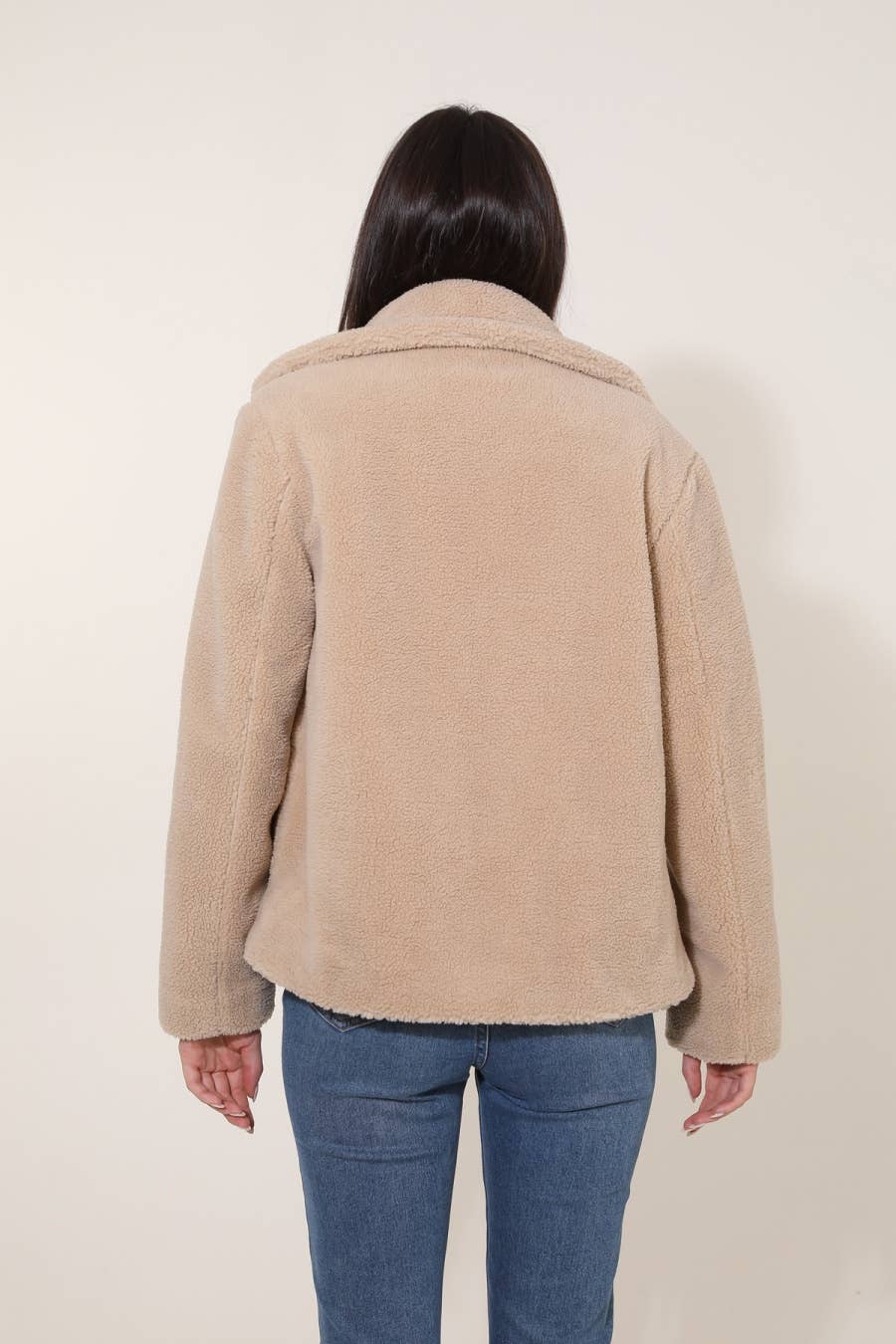 Manteau court teddy - Beige