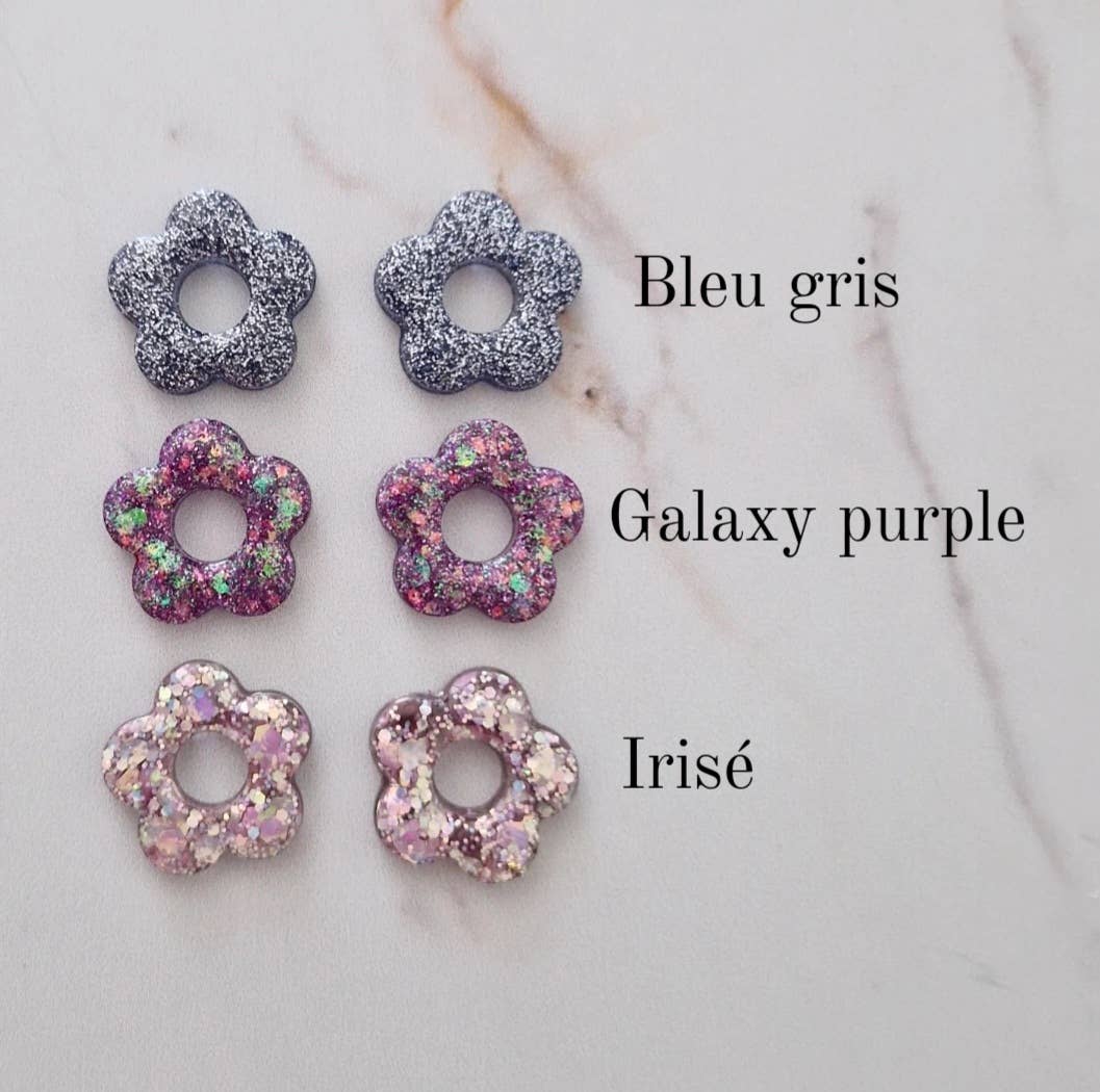 Boucles d'oreilles Flower (couleur au choix): Bleu gris / Classique