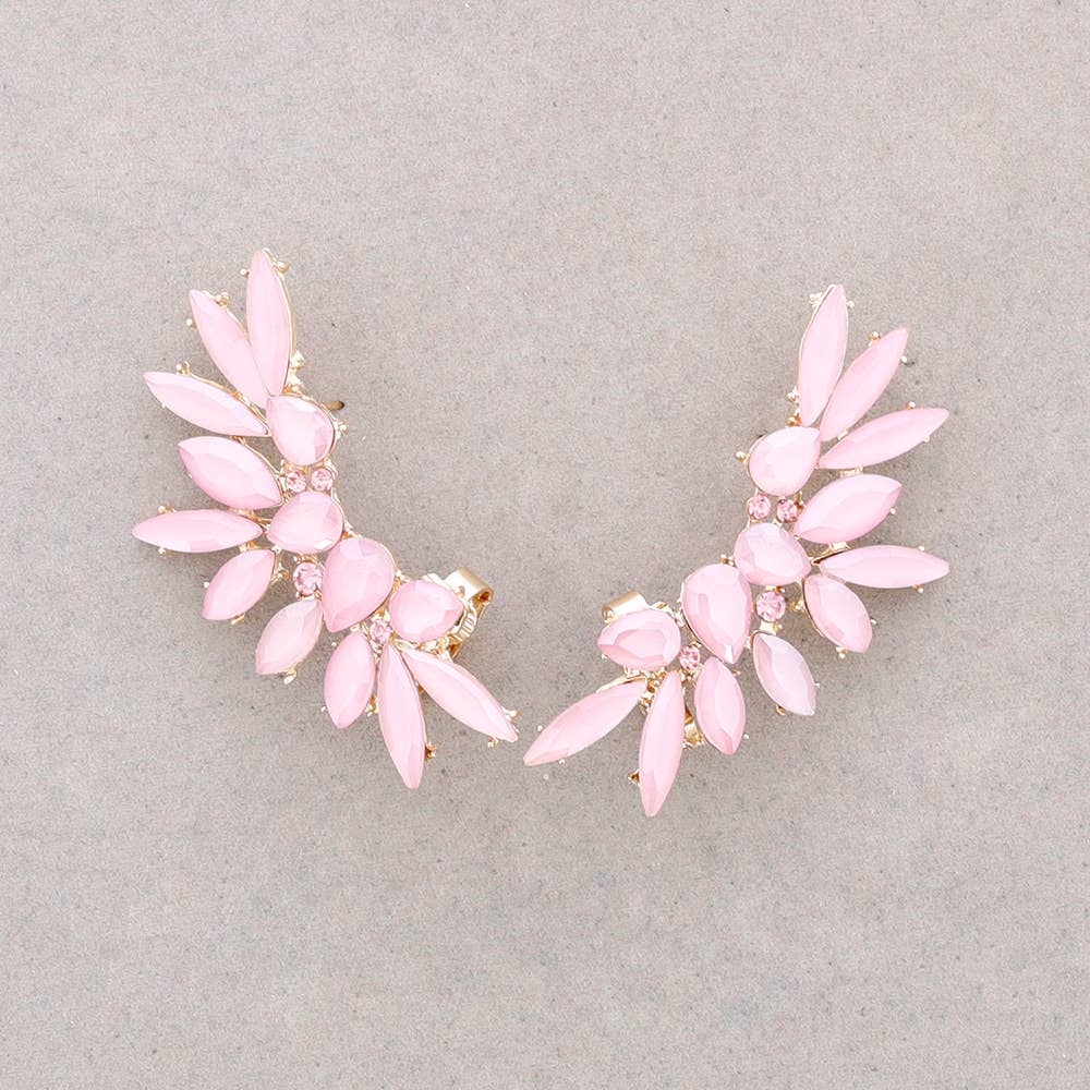 Boucles d'oreilles ailes en cristal: Fuchsia
