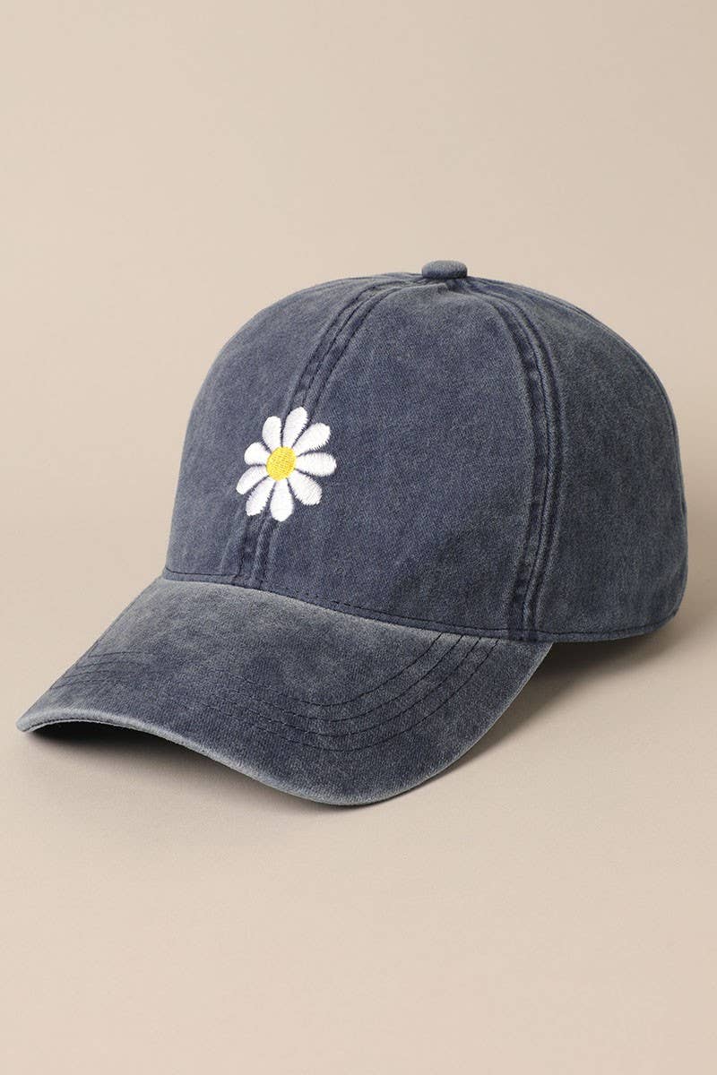 Casquette brodée Daisy bleu