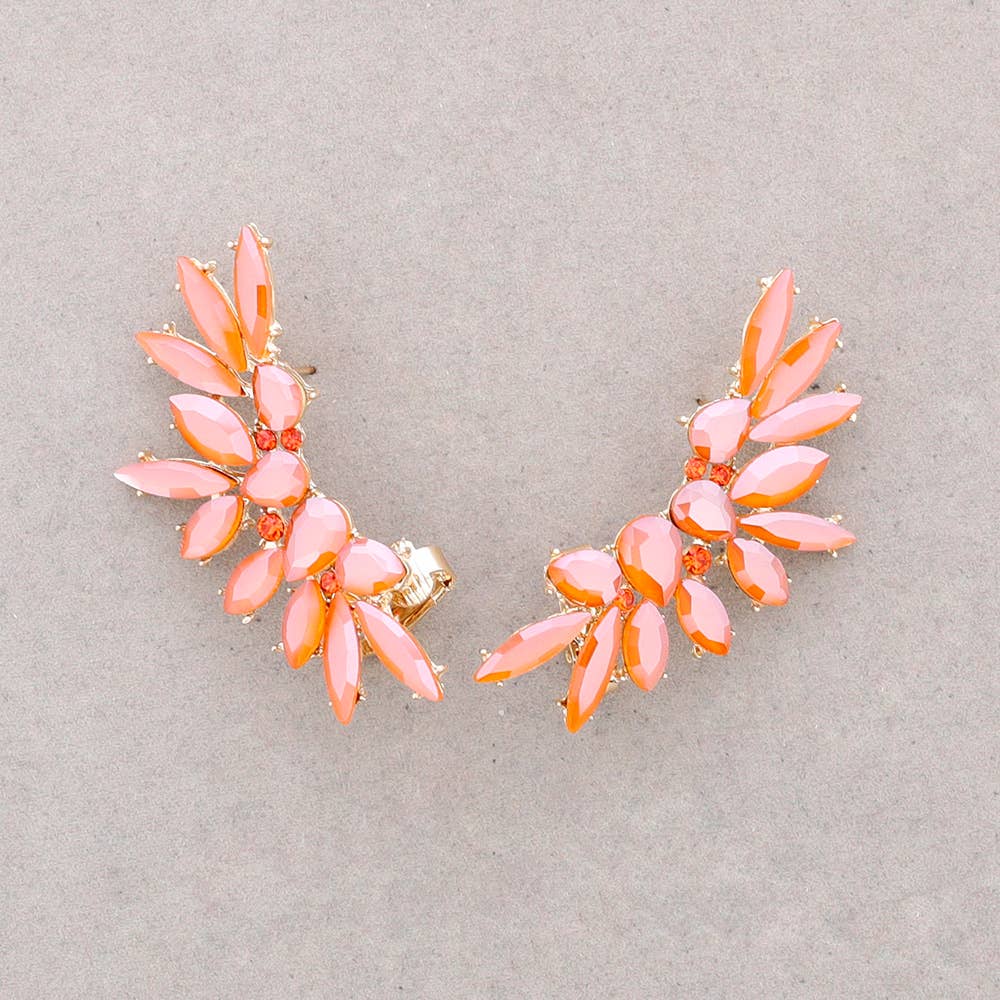 Boucles d'oreilles ailes en cristal: Fuchsia