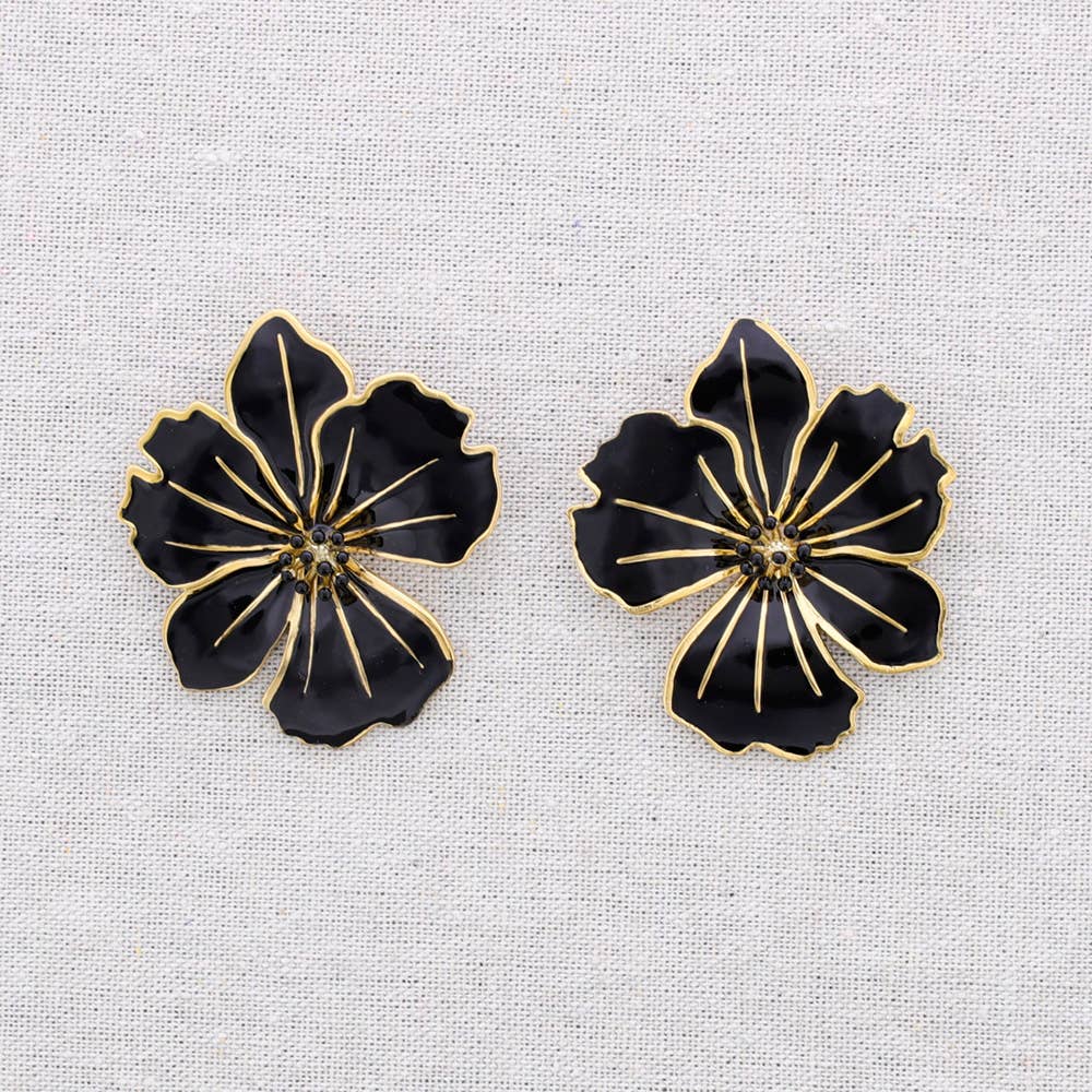 Boucles d'oreilles fleur en émail: Bougainvillée