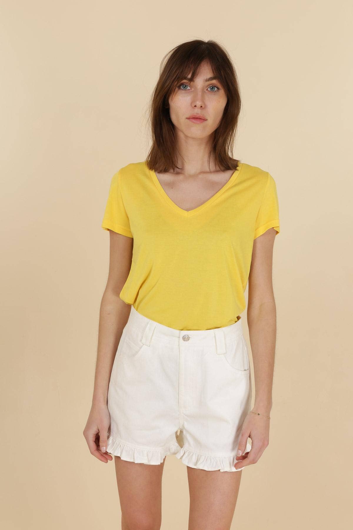 T-SHIRT COL V CUPRO