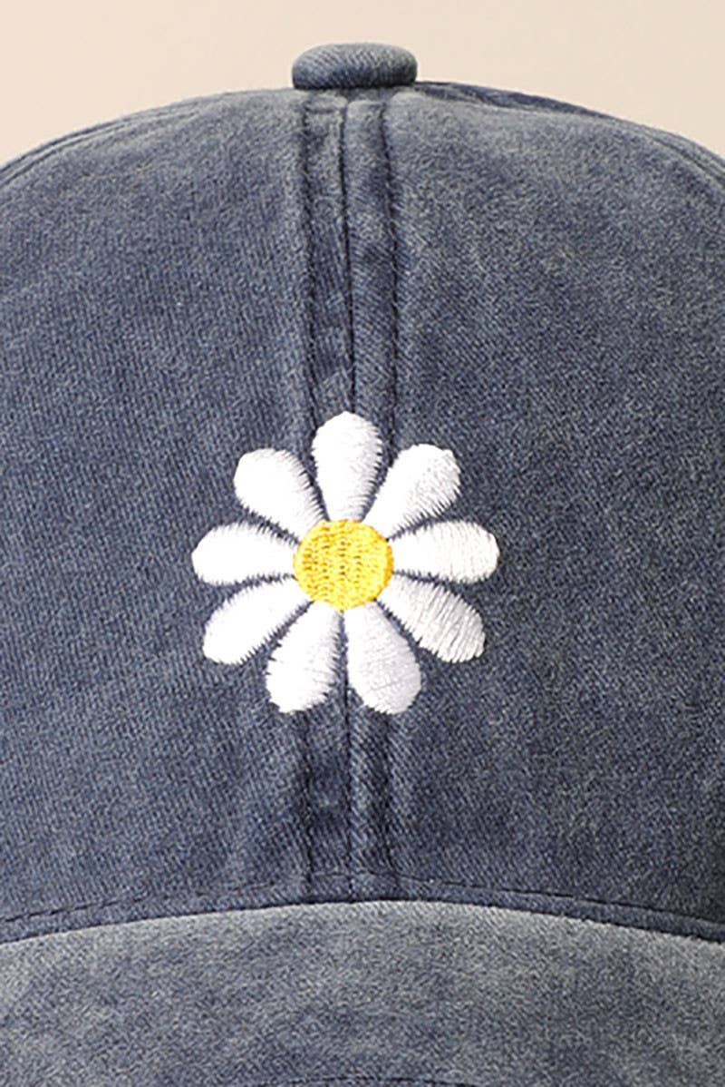 Casquette brodée Daisy bleu