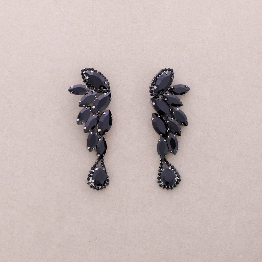Boucles d'oreilles plumes cristal Champagne