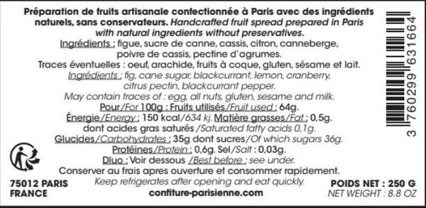 Confiture Figue noire Poivre de Cassis
