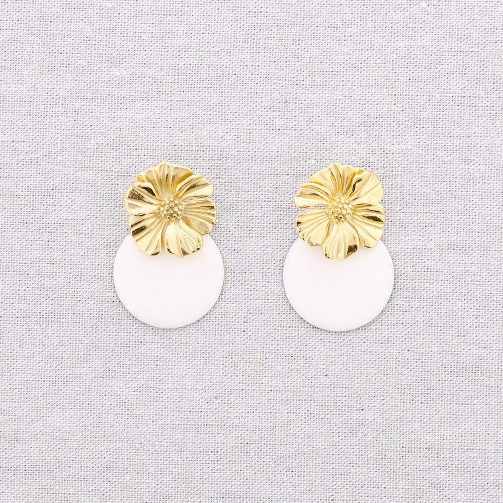 Boucles d'oreilles médaille florale Vert