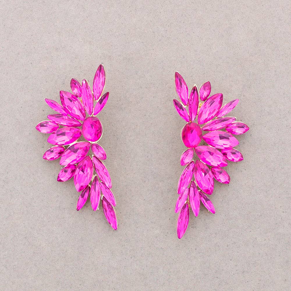 Boucles d'oreilles aile en cristal: Gris