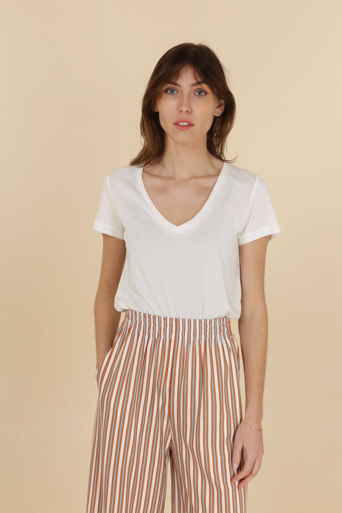T-SHIRT COL V CUPRO