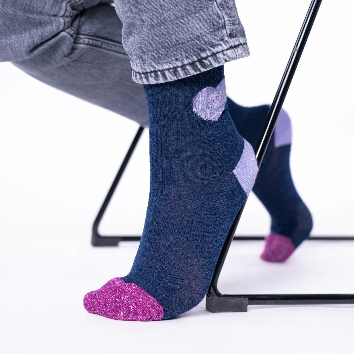 Chaussettes coeur - Marine