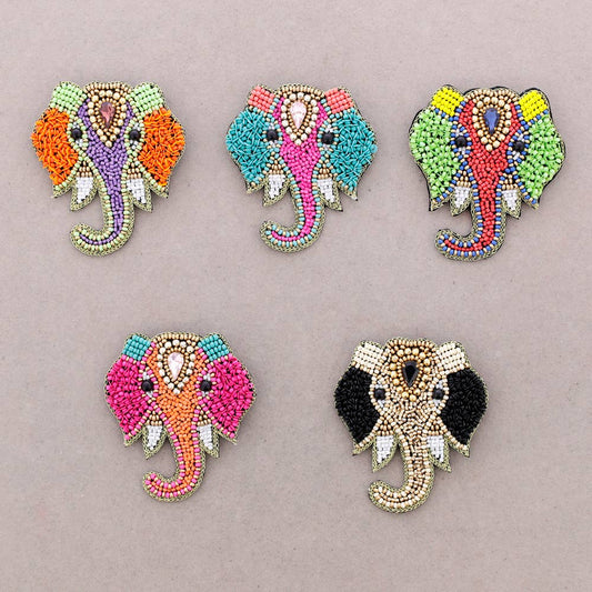 Broche éléphant en perles: Rojo