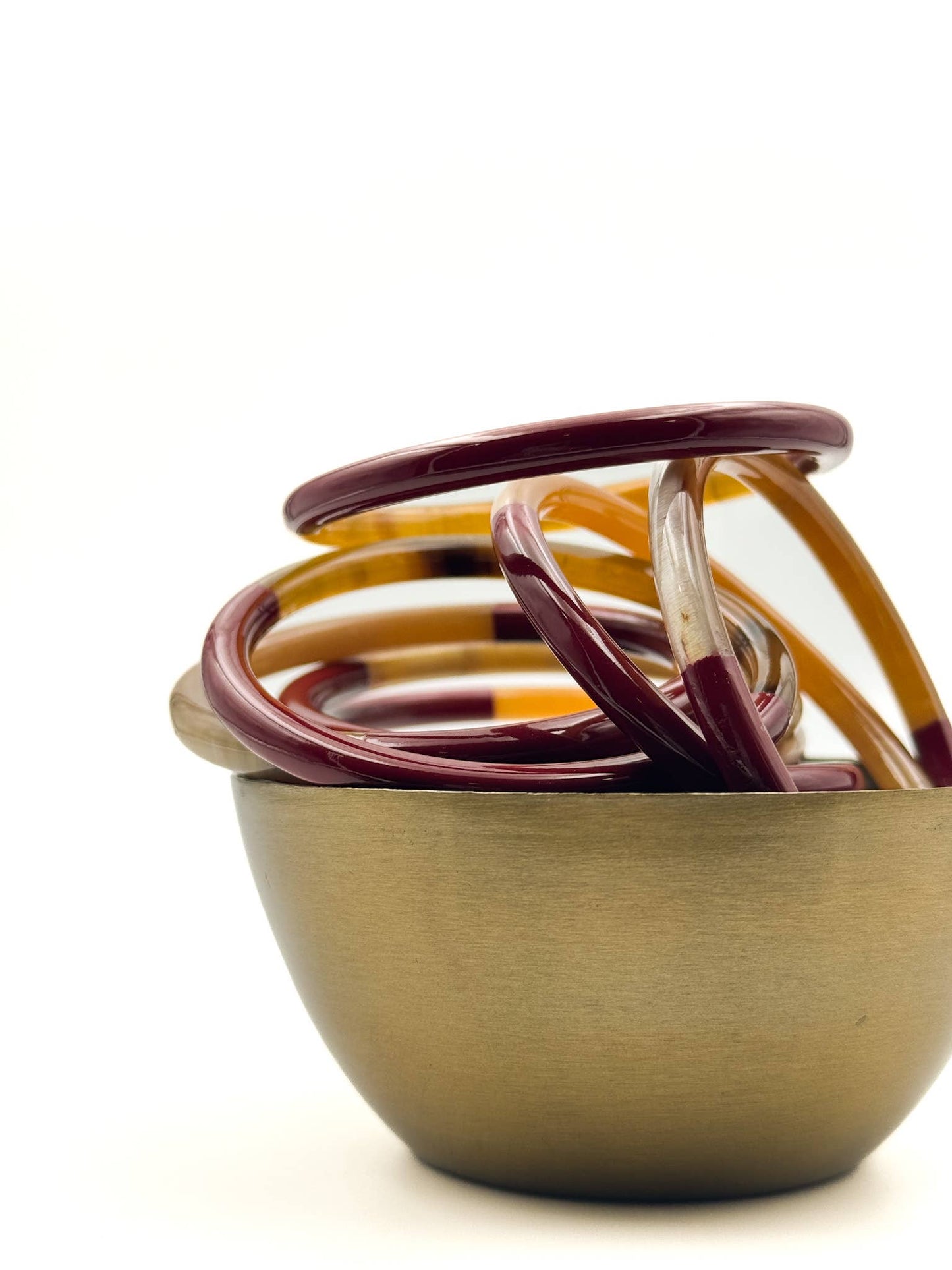 Jonc laqué en corne de buffle Bordeaux