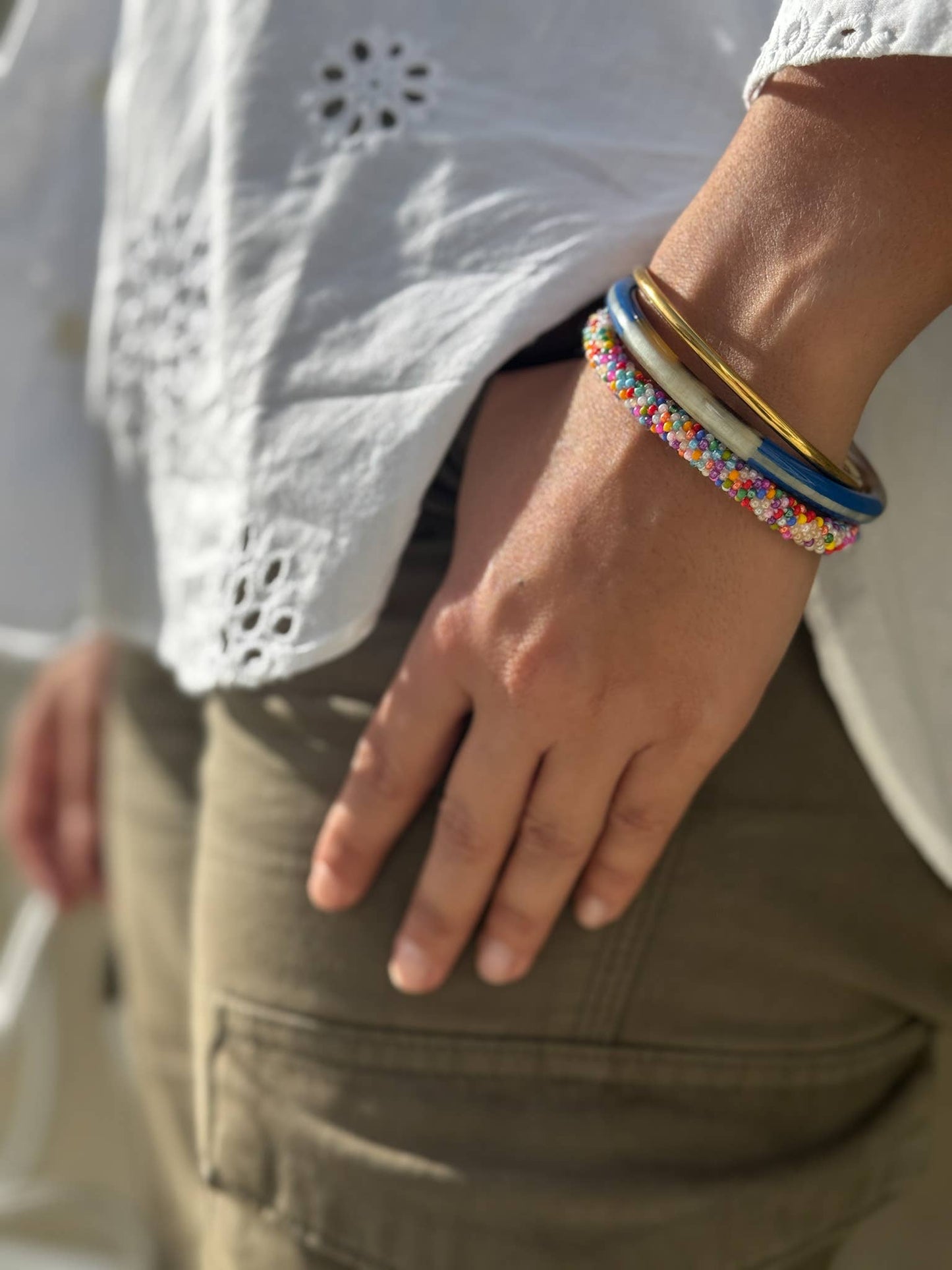 Bracelet népalais perles de verre E32