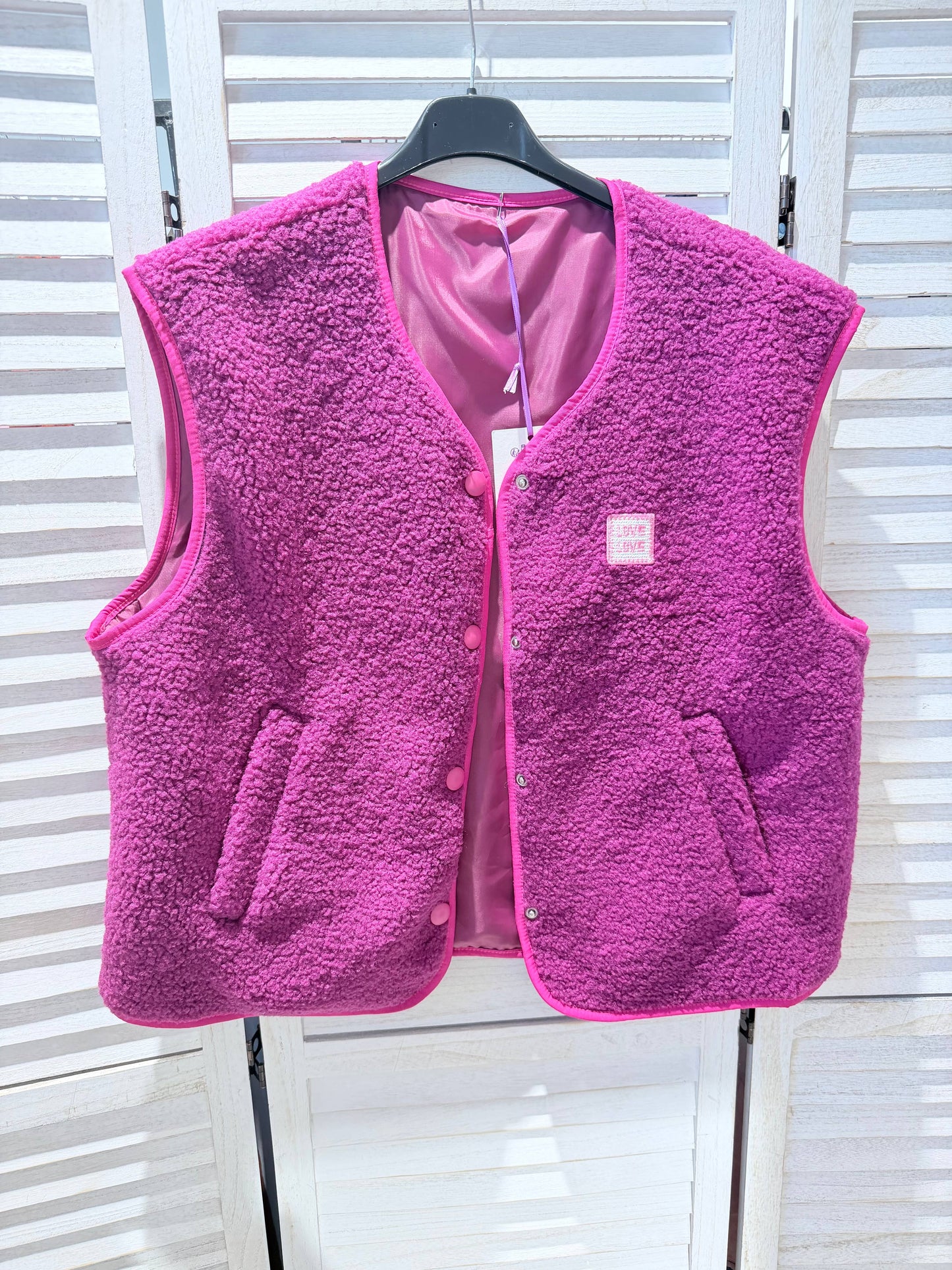 Gilet aspect mouton: Prune / TU