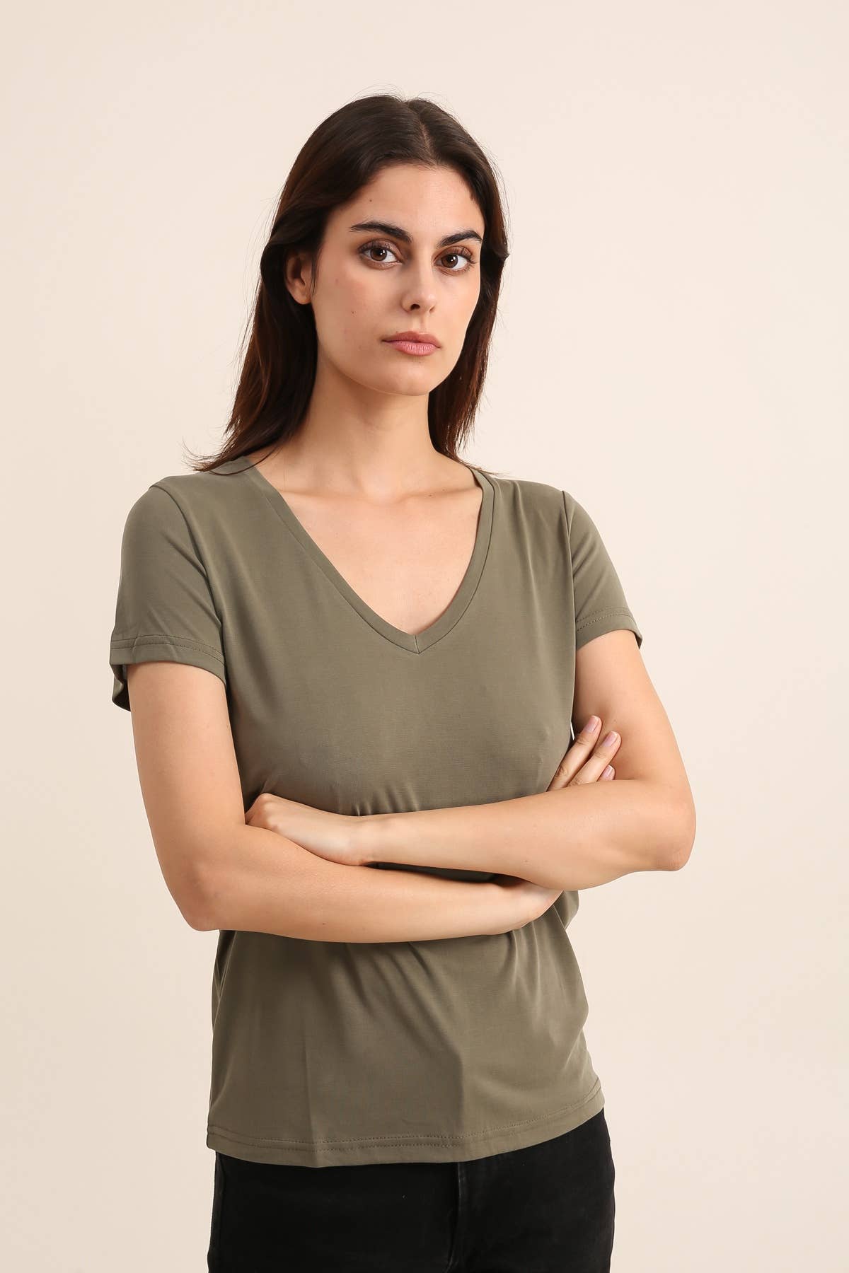 T-SHIRT COL V CUPRO