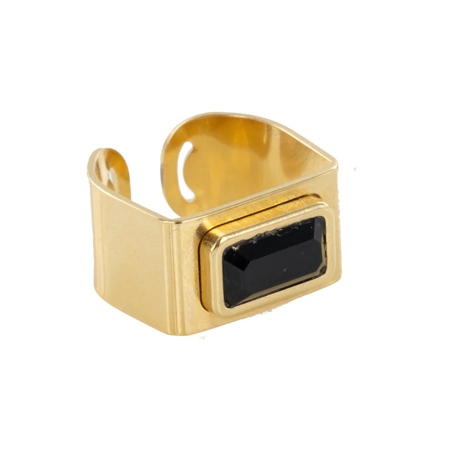 Bague chevalière rect plat pierre rect