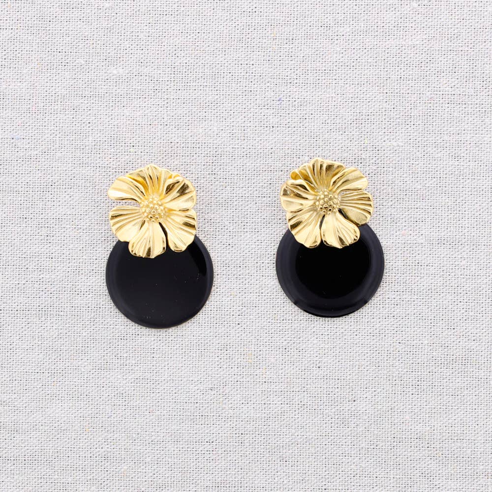 Boucles d'oreilles médaille florale Vert
