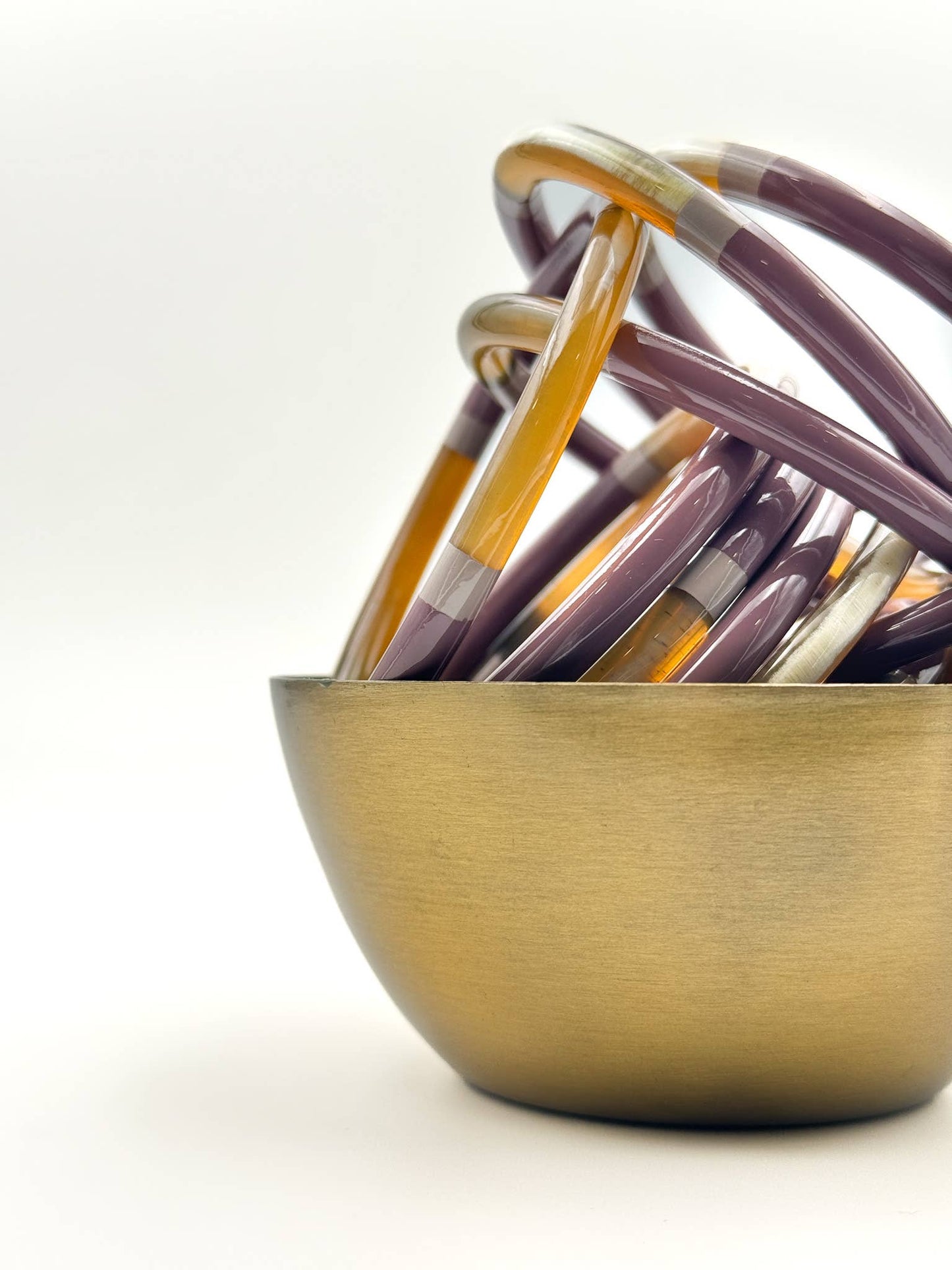 Jonc laqué en corne de buffle Mauve poudré