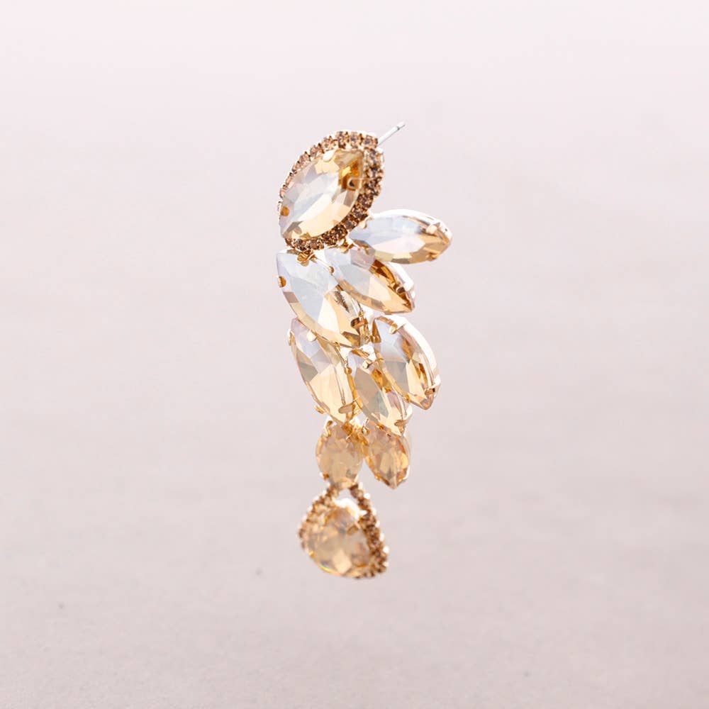 Boucles d'oreilles plumes cristal Champagne