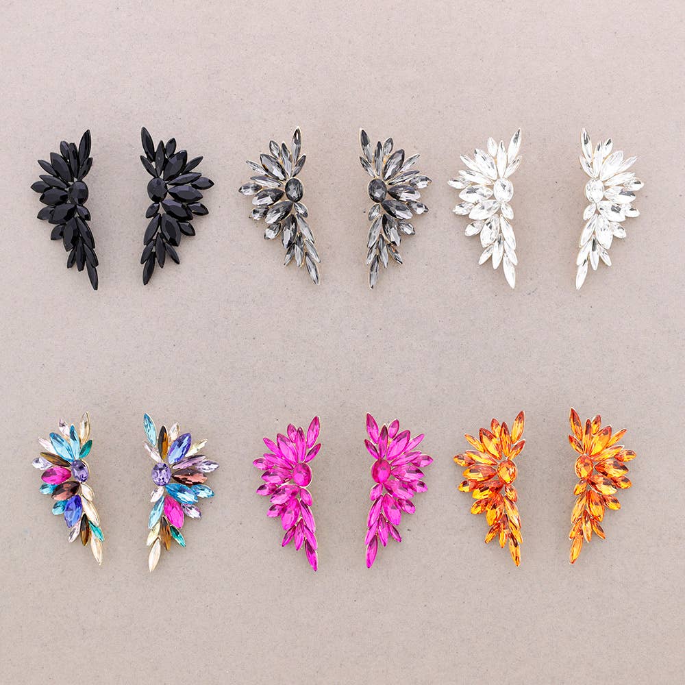 Boucles d'oreilles aile en cristal: Gris