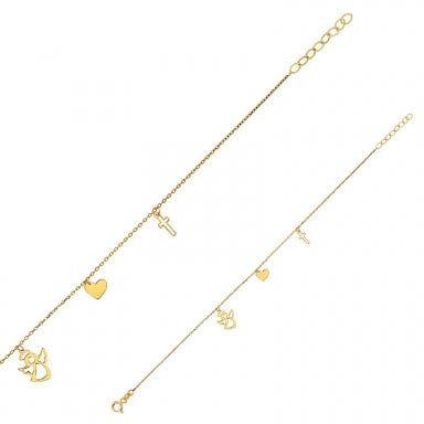 Bracelet ange cœur croix OR 9kt