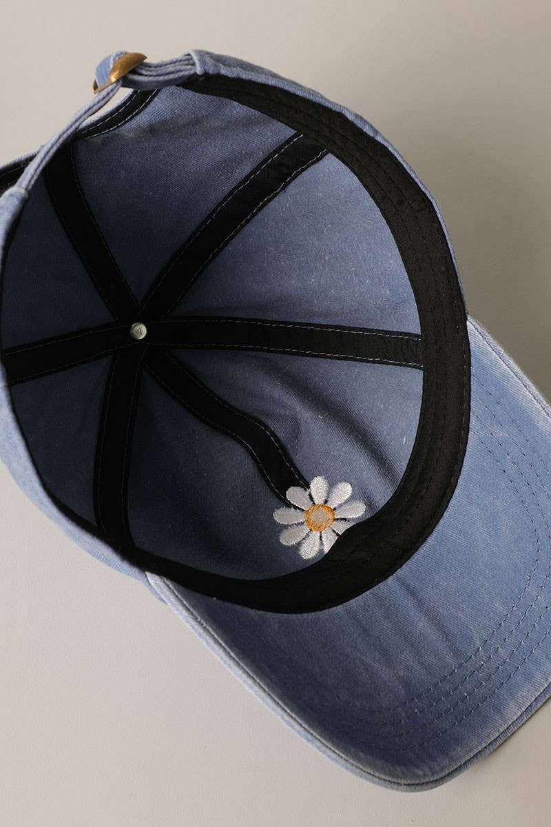 Casquette brodée Daisy bleu