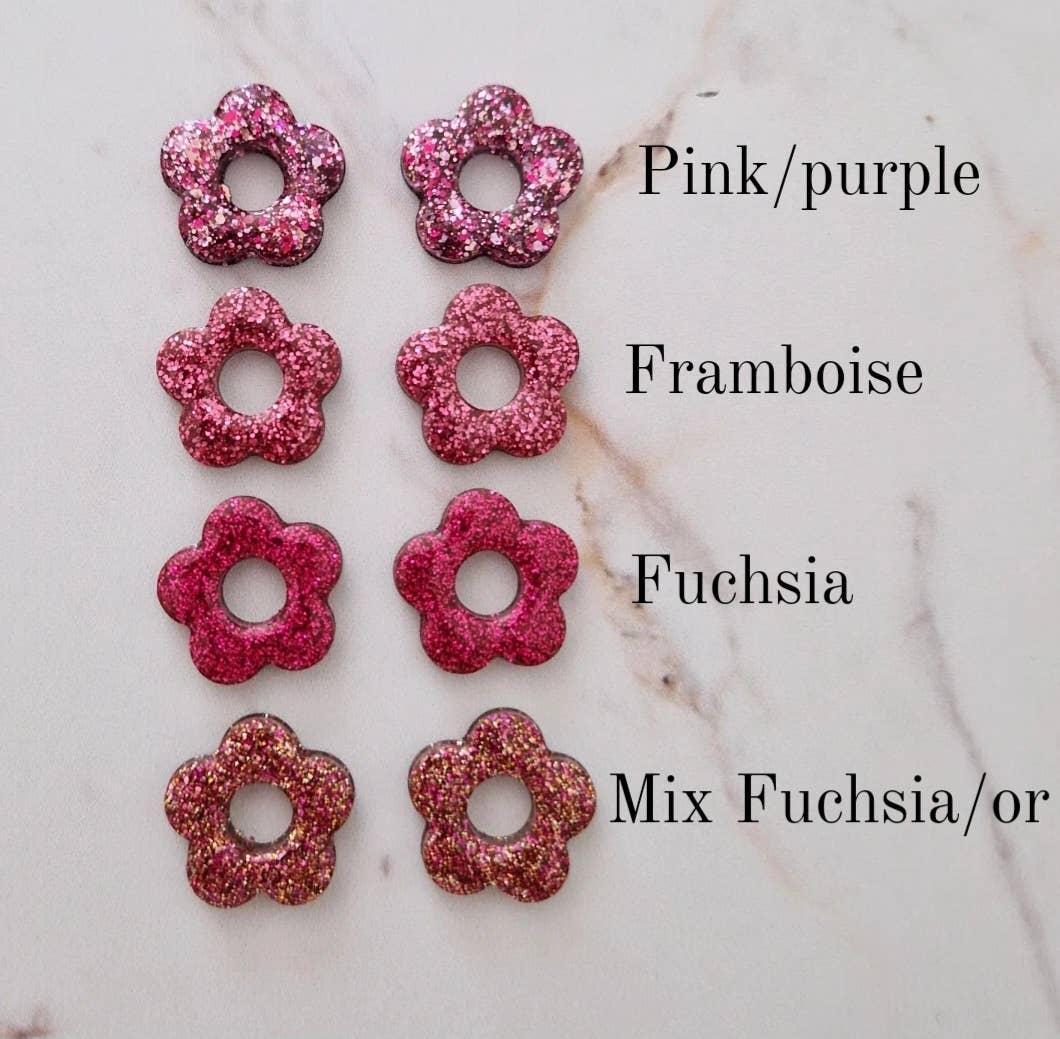 Boucles d'oreilles Flower (couleur au choix): Fuchsia / Classique