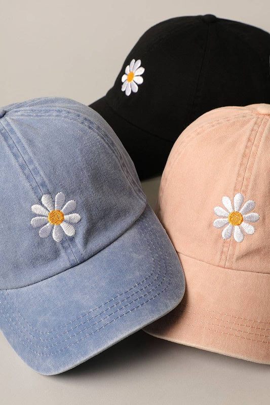 Casquette brodée Daisy bleu