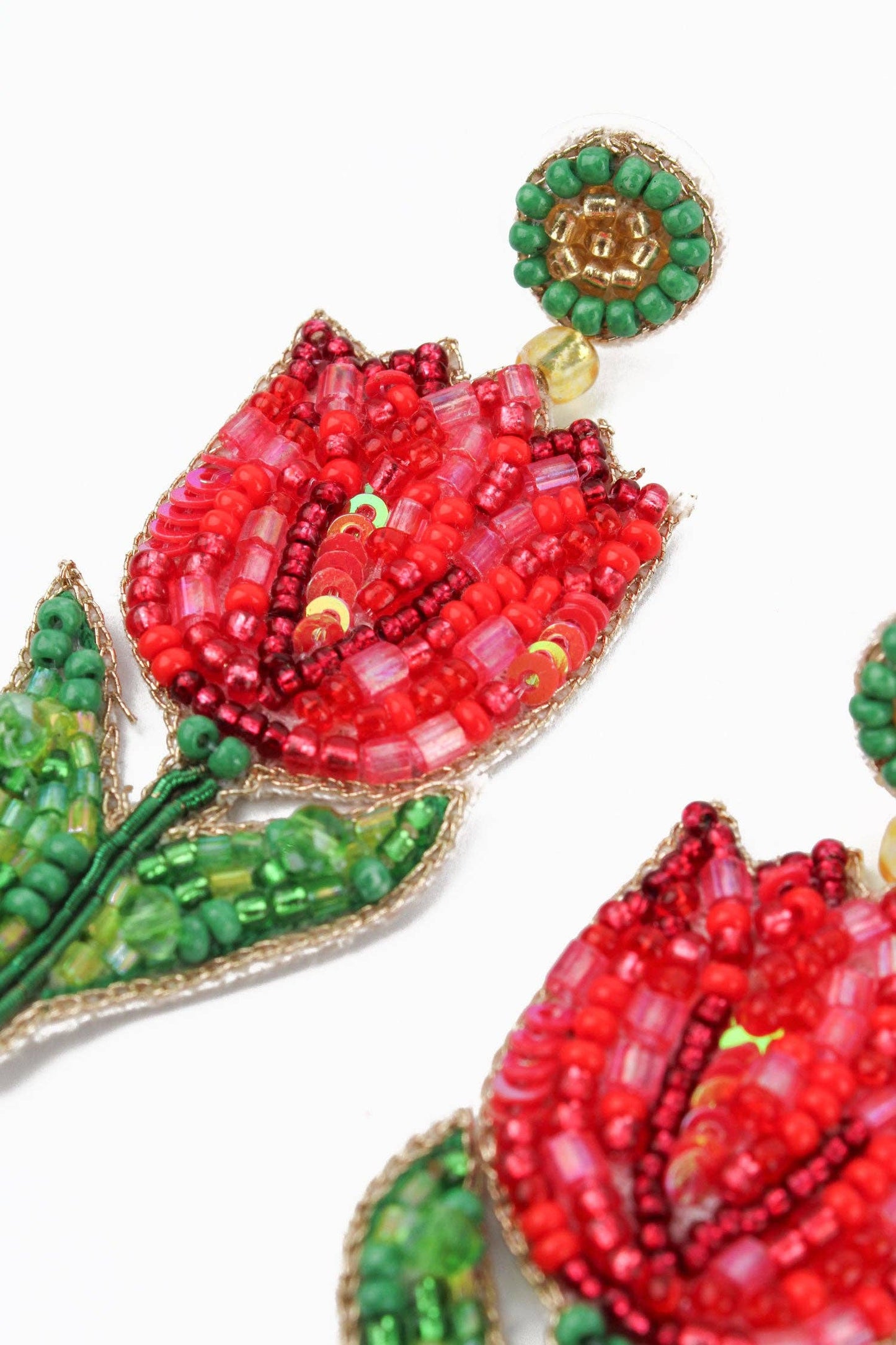 BOUCLES D'OREILLES TULIPE ROUGE