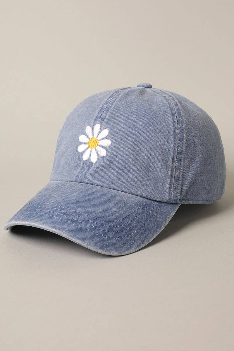 Casquette brodée Daisy bleu