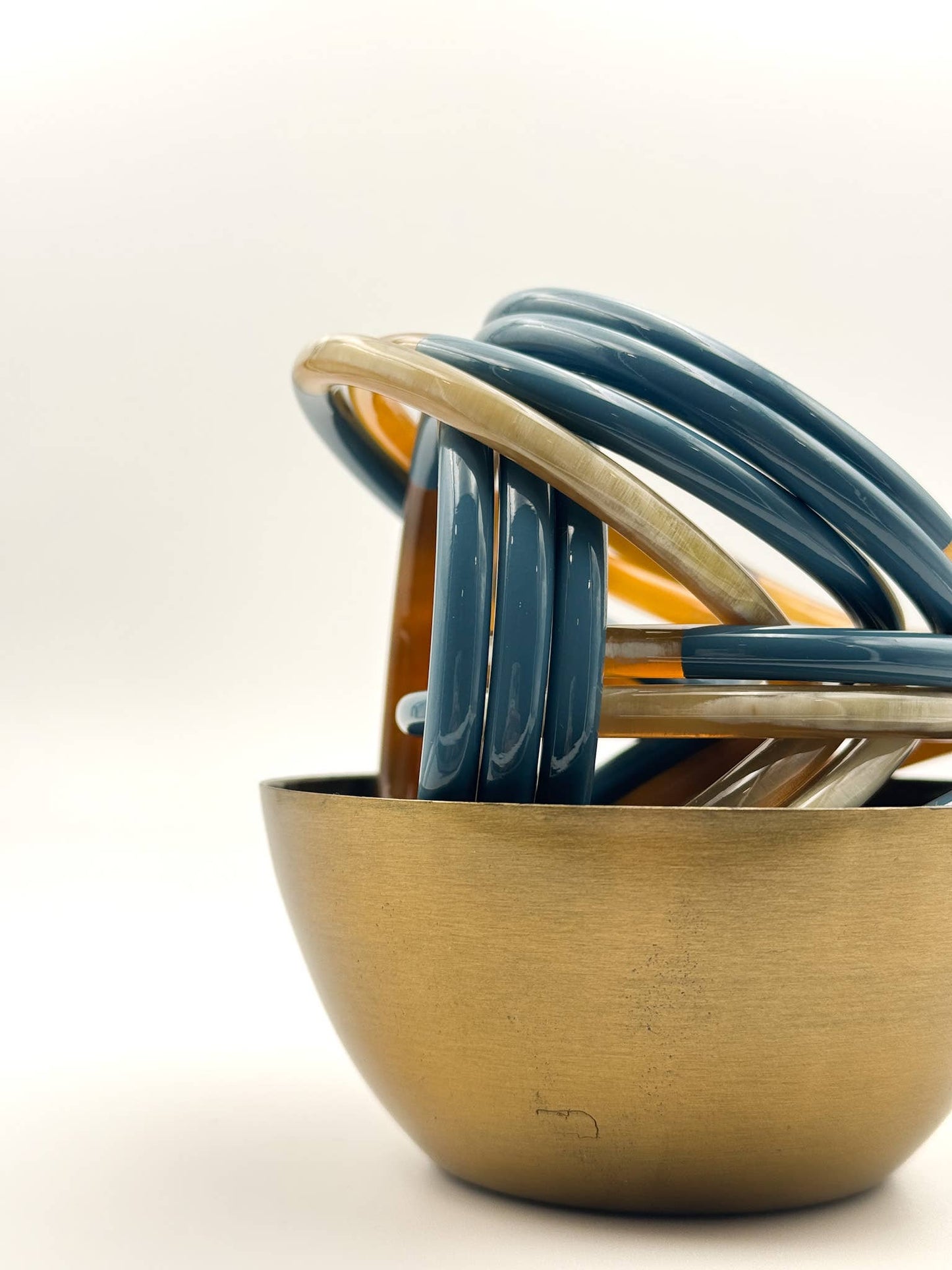 Jonc laqué en corne de buffle Bleu Canard