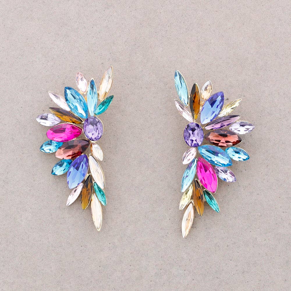 Boucles d'oreilles aile en cristal: Gris