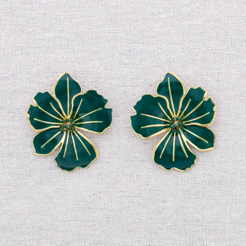 Boucles d'oreilles fleur en émail: Bougainvillée