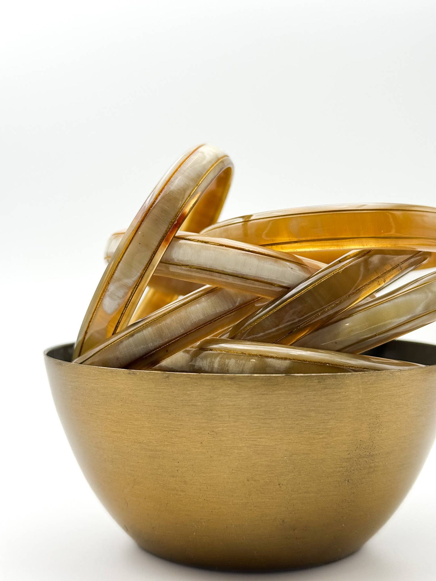 Jonc corne de buffle naturelle & lignes dorées 1cm