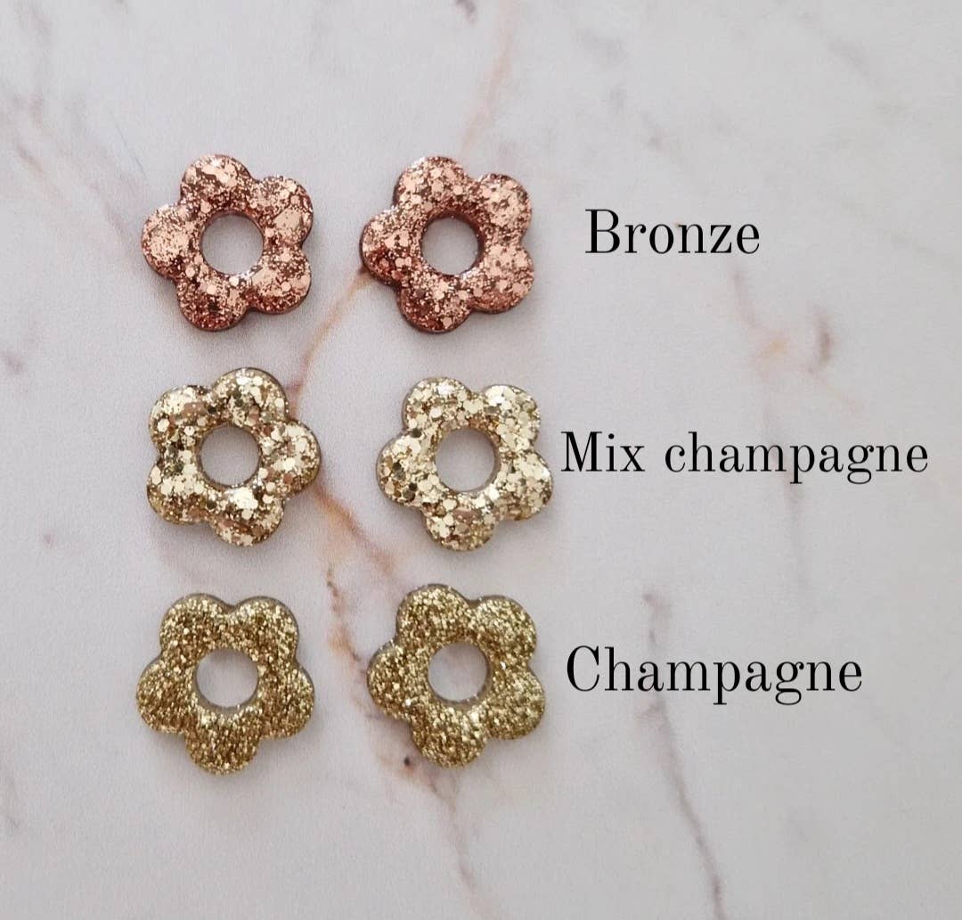 Boucles d'oreilles Flower (couleur au choix): Mix champagne / Classique