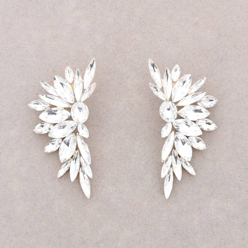 Boucles d'oreilles aile en cristal: Gris