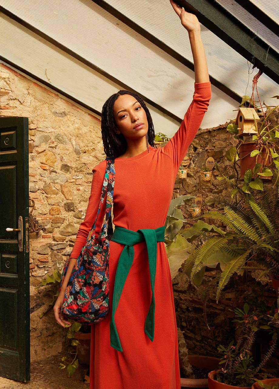 Robe côtelée orange