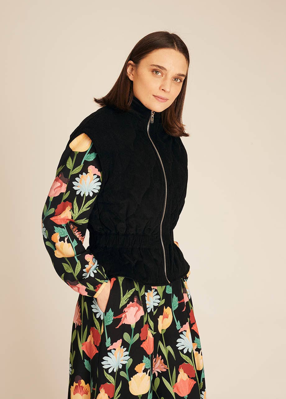 GILET EN VELOURS CÔTELÉ NOIR